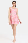 Zelocity Elastane Blended Slip-On Swimdress with Removable Pads - Peach Pink — thumbnail 4